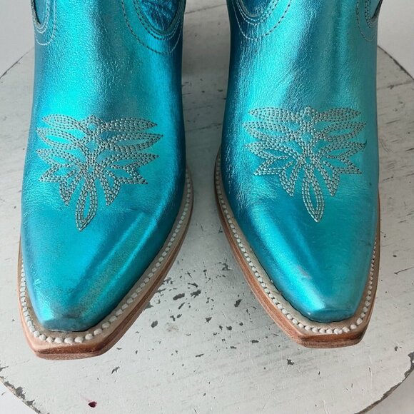 Lane SMOKESHOW Womens Cowboy Boots 7.5 Turquoise Leather Western Cowgirl Tall - Picture 6 of 11